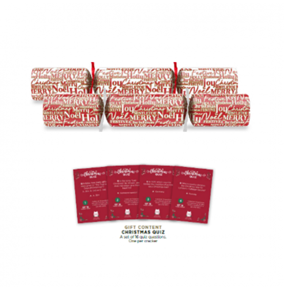 10" Seasonal Script Red & White Christmas Crackers